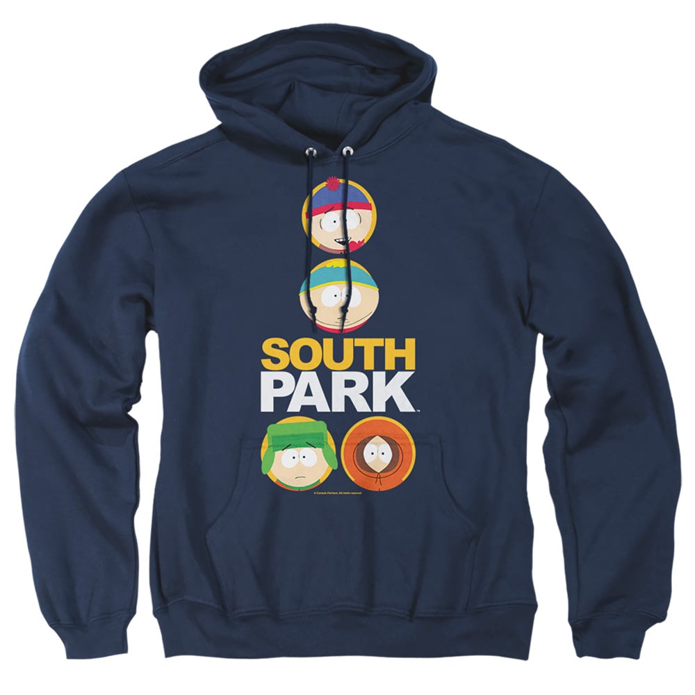 South Park & Solid Circles-Adult Pull-Over Hoodie, Navy - Large