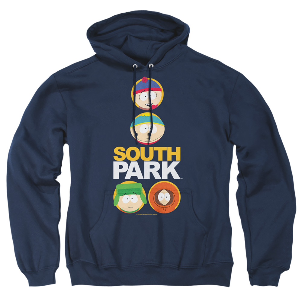 South Park & Solid Circles-Adult Pull-Over Hoodie, Navy - Extra Large