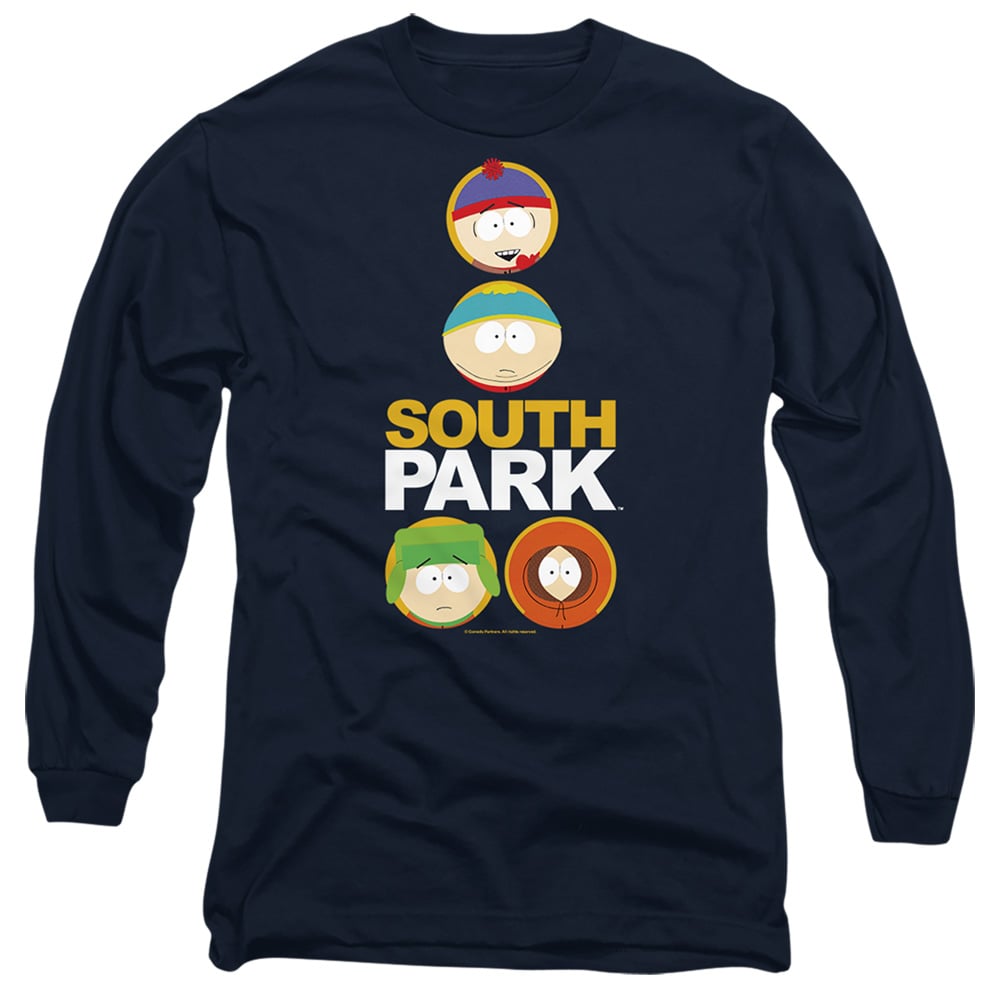 South Park & Solid Circles Long Sleeve Adult 18-1 T-Shirt, Navy - 3X