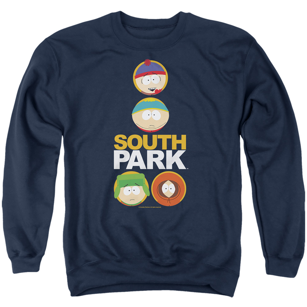 South Park & Solid Circles-Adult Crewneck Sweatshirt, Navy - Medium
