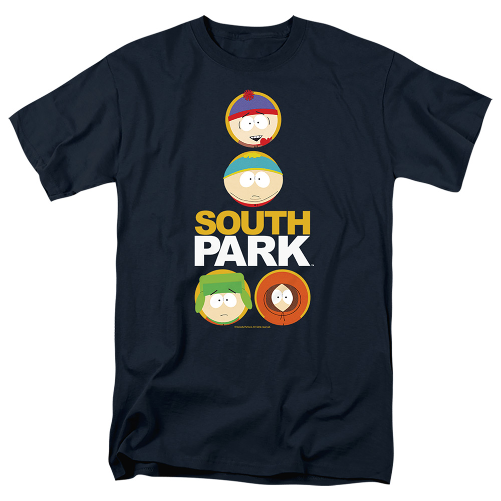 South Park & Solid Circles Short Sleeve Adult 18-1 T-Shirt, Navy - 2X