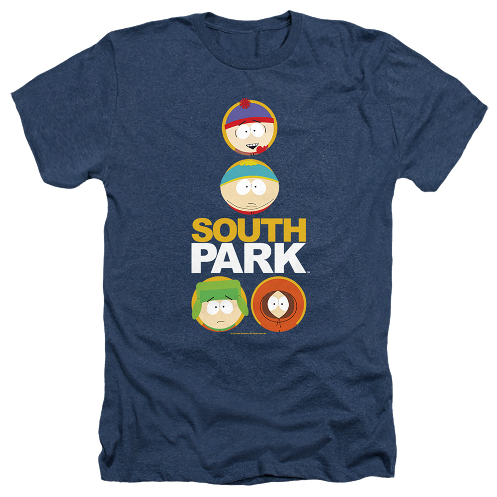 South Park & Solid Circles-Adult Heather T-Shirt, Navy - Medium
