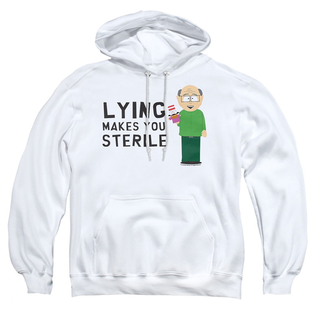 STHPK185-AFTH-4 South Park & Lying Makes You Sterile-Adult Pull-Over Hoodie, White - Extra Large -  Trevco