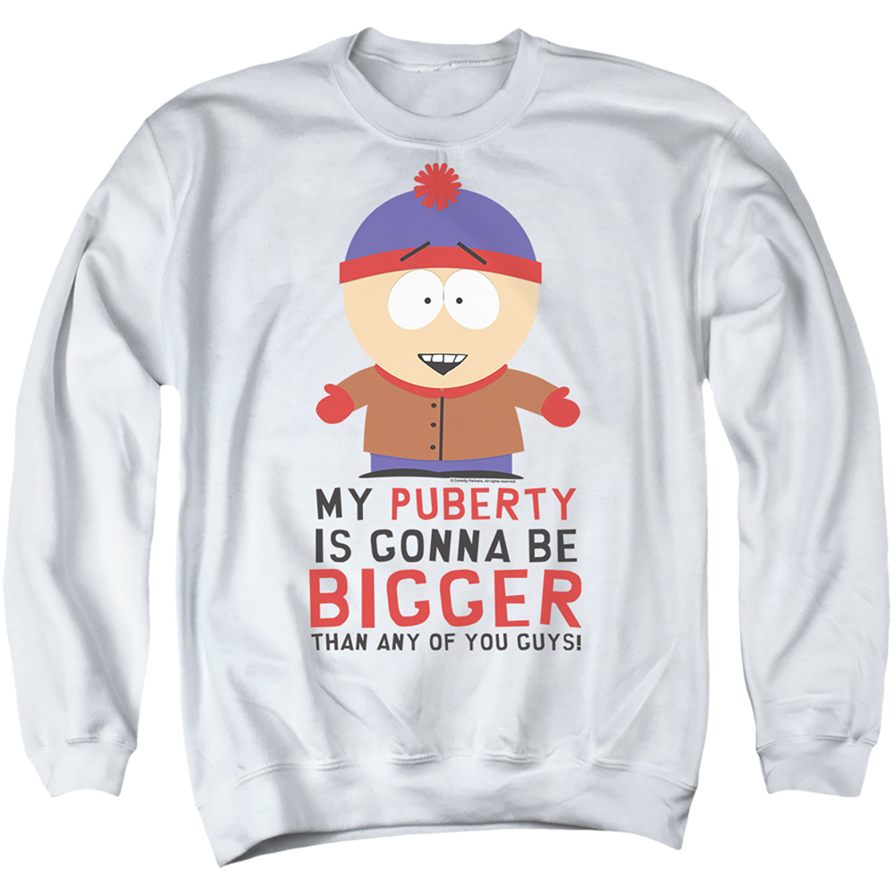 South Park & Puberty-Adult Crewneck Sweatshirt, White - Small
