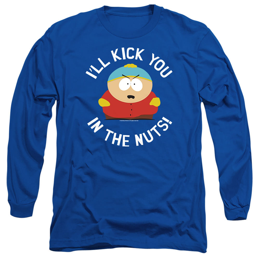 South Park & Kick You in the Nuts Long Sleeve Adult 18-1 T-Shirt, Royal Blue - Large