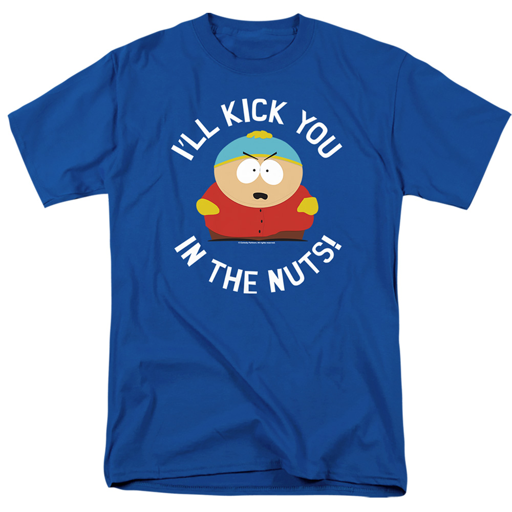 STHPK126-AT-2 South Park & Kick You in the Nuts Short Sleeve Adult 18-1 T-Shirt, Royal Blue - Medium