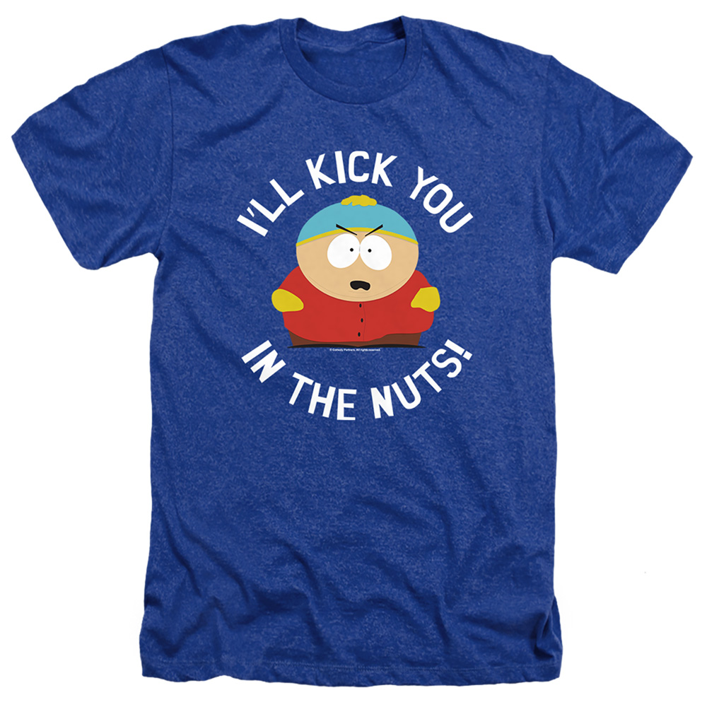 STHPK126-HA-6 South Park & Kick You in the Nuts-Adult Heather T-Shirt, Royal Blue - 3X