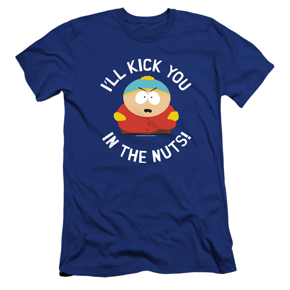 STHPK126-PSF-1 South Park & Kick You in the Nuts HBO Short Sleeve Adult 30-1 T-Shirt, Royal Blue - Small