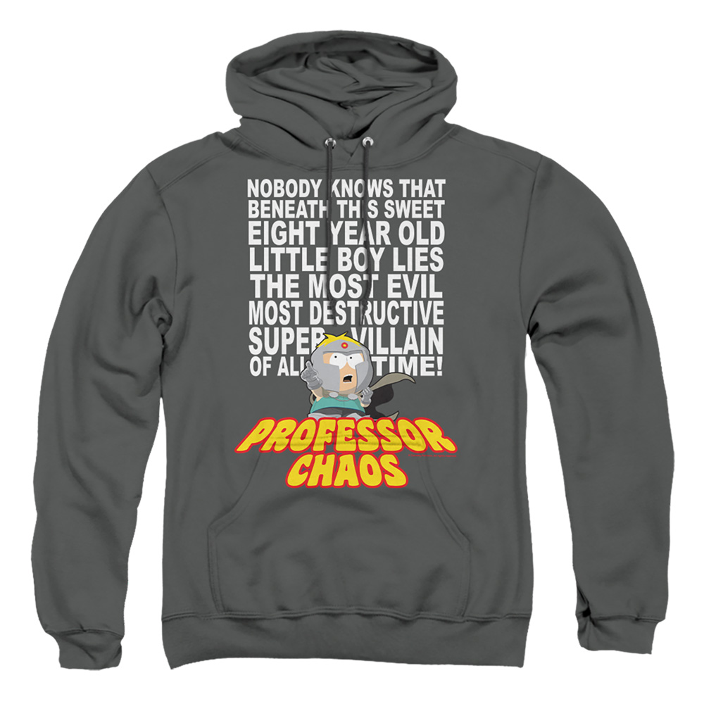 South Park & Professor Chaos-Adult Pull-Over Hoodie, Charcoal - Small
