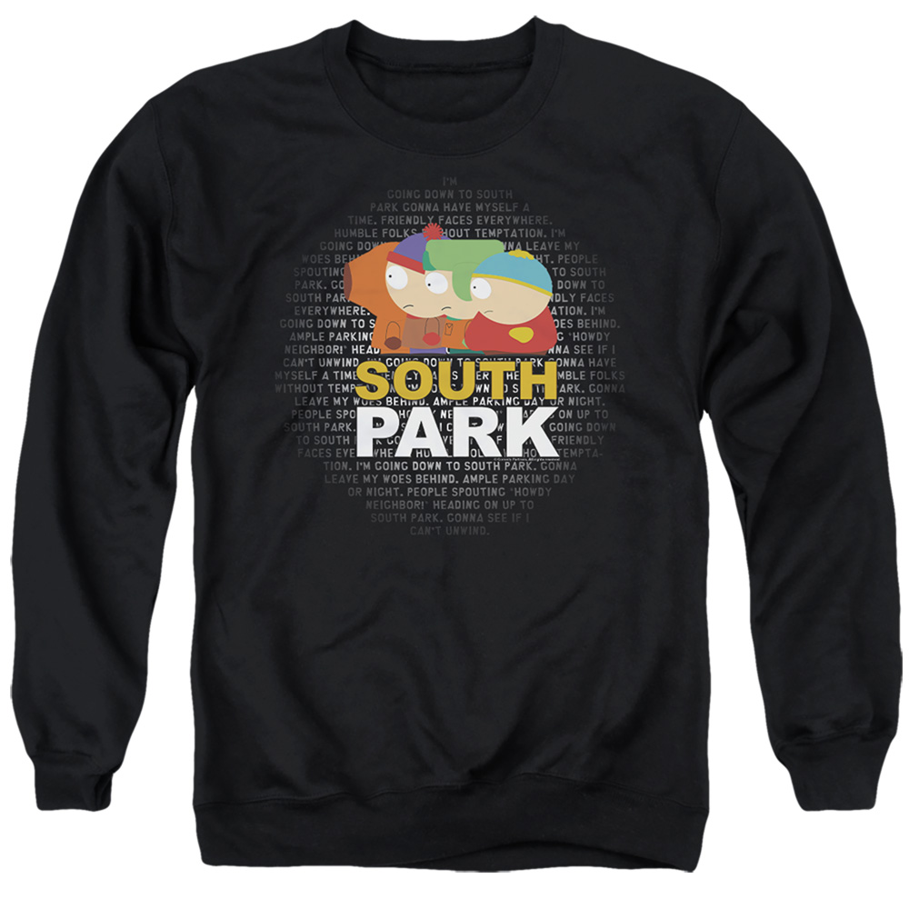 South Park & Lyrics-Adult Crewneck Sweatshirt, Black - Medium