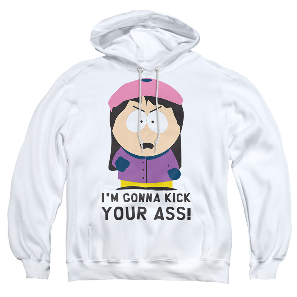 South Park & IM Gonna Kick Your Ass-Adult Pull-Over Hoodie, White - Medium