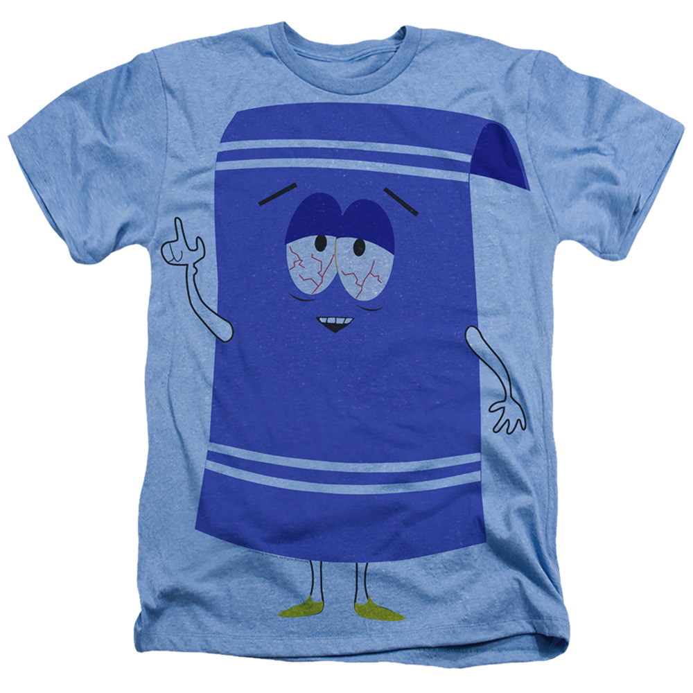STHPK143-HAPC-2 South Park & Towelie Large & In Charge-Adult Heather T-Shirt, Light Blue - Medium
