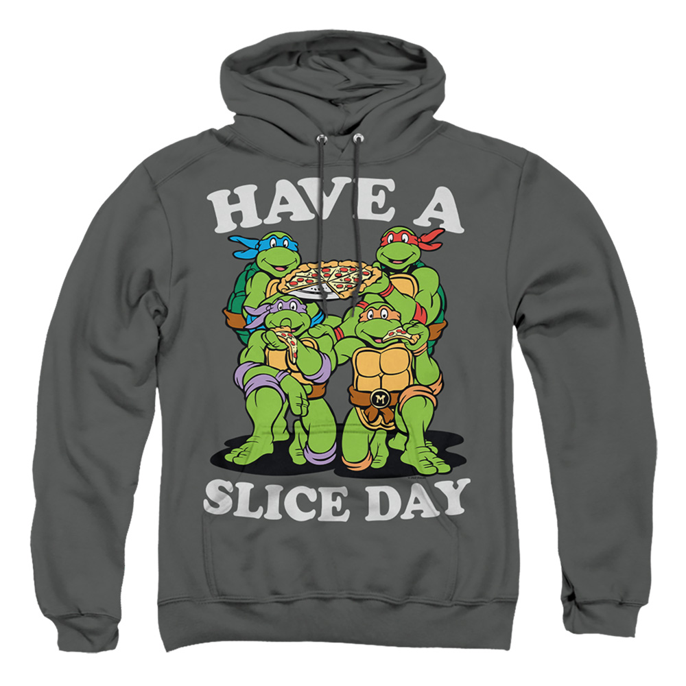NICK397-AFTH-4 Teenage Mutant Ninja Turtles & Have A Slice Day-Adult Pull-Over Hoodie, Charcoal - Extra Large -  Trevco