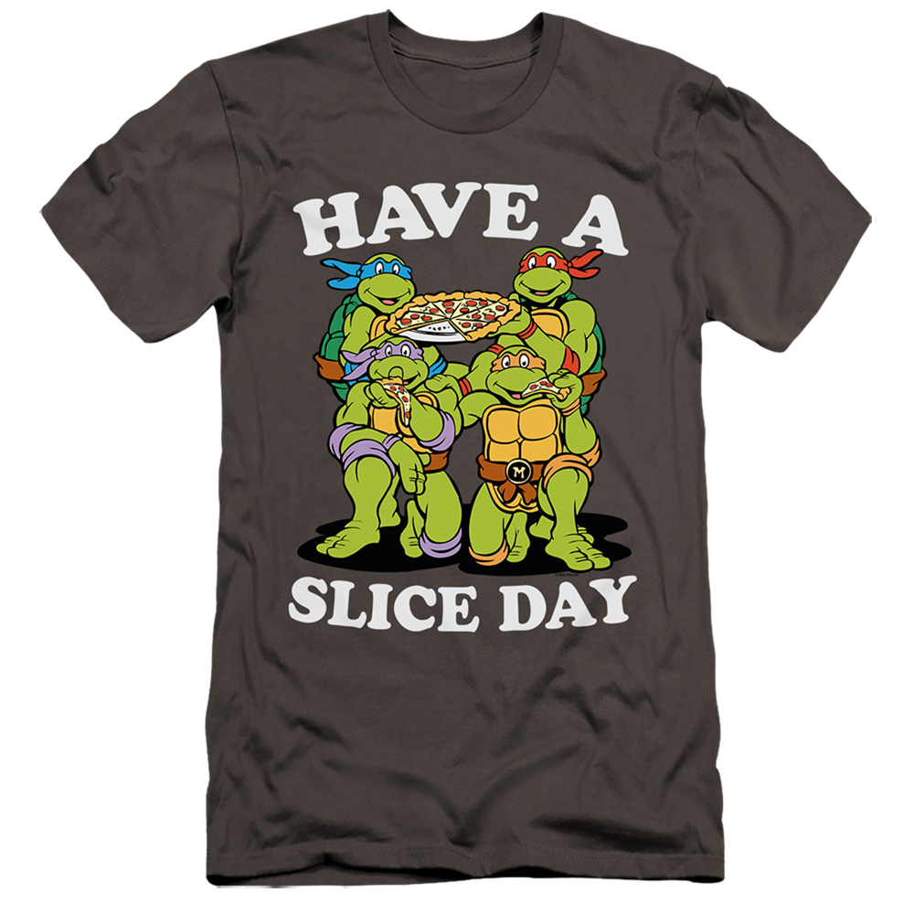 NICK397-PSF-3 Teenage Mutant Ninja Turtles & Have A Slice Day HBO Short Sleeve Adult 30-1 T-Shirt, Charcoal - Large