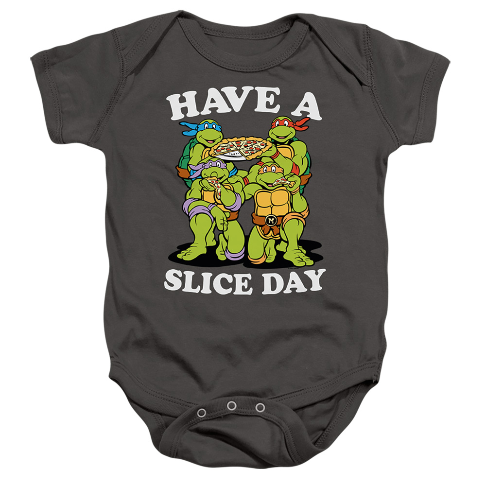 NICK397-SS-3 Teenage Mutant Ninja Turtles & Have A Slice Day-Infant Snapsuit, Charcoal - Large - 18 Month