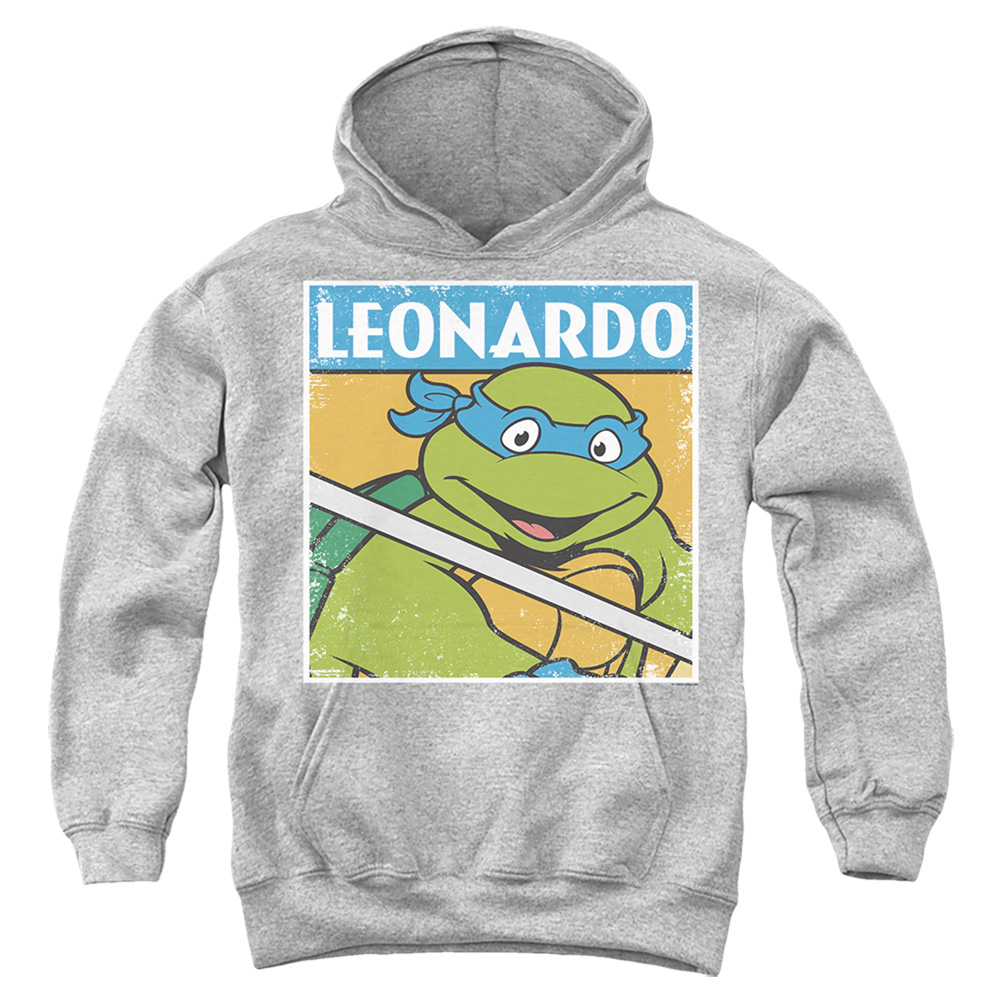 TMNT & TMNT Leo-Youth Pull-Over Hoodie, Athletic Heather - Small