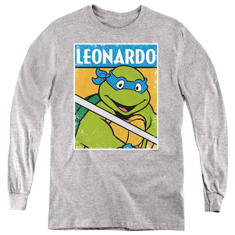 TMNT & TMNT Leo-Youth Long Sleeve T-Shirt, Athletic Heather - Medium
