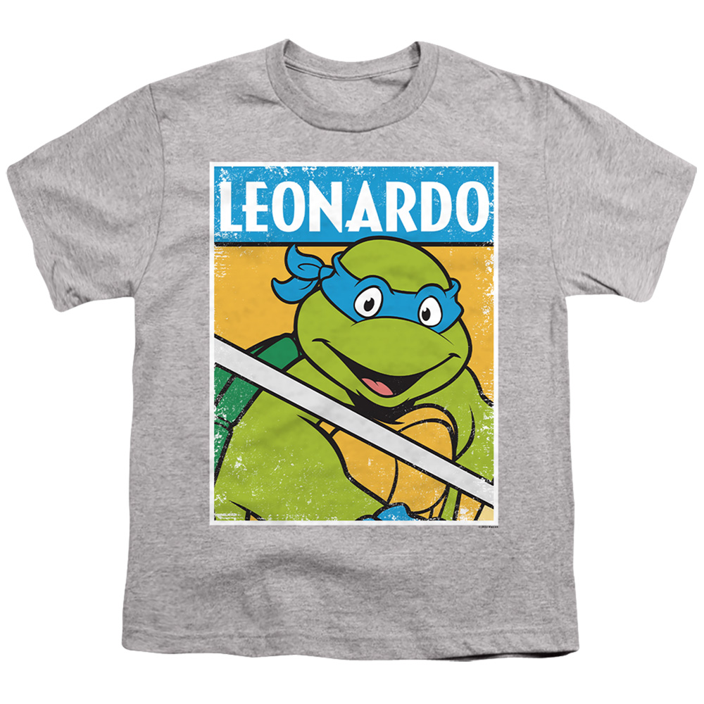 TMNT & TMNT Leo Short Sleeve Youth 18-1 T-Shirt, Athletic Heather - Small