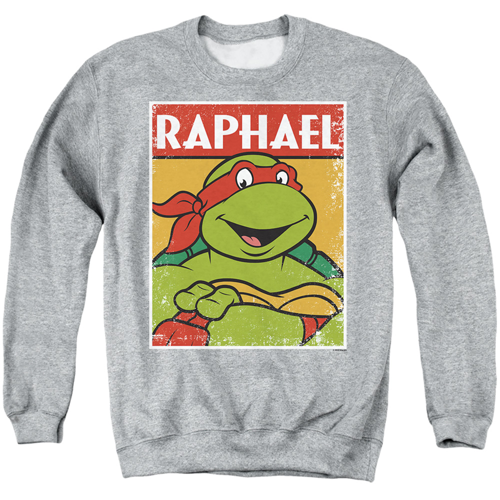 TMNT & TMNT Raph-Adult Crewneck Sweatshirt, Athletic Heather - 2X