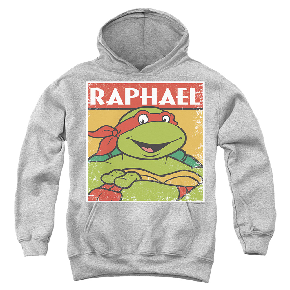 TMNT & TMNT Raph-Youth Pull-Over Hoodie, Athletic Heather - Large
