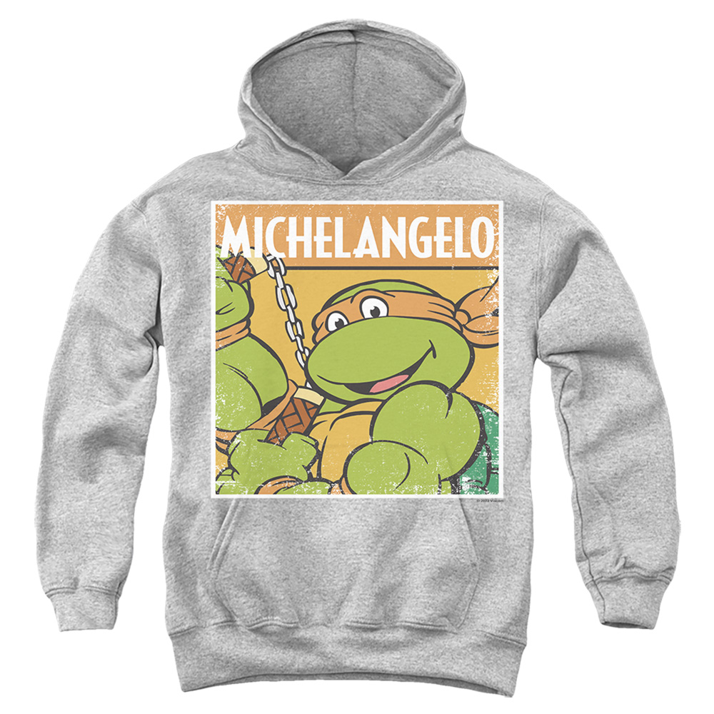 TMNT & TMNT Mikey-Youth Pull-Over Hoodie, Athletic Heather - Medium