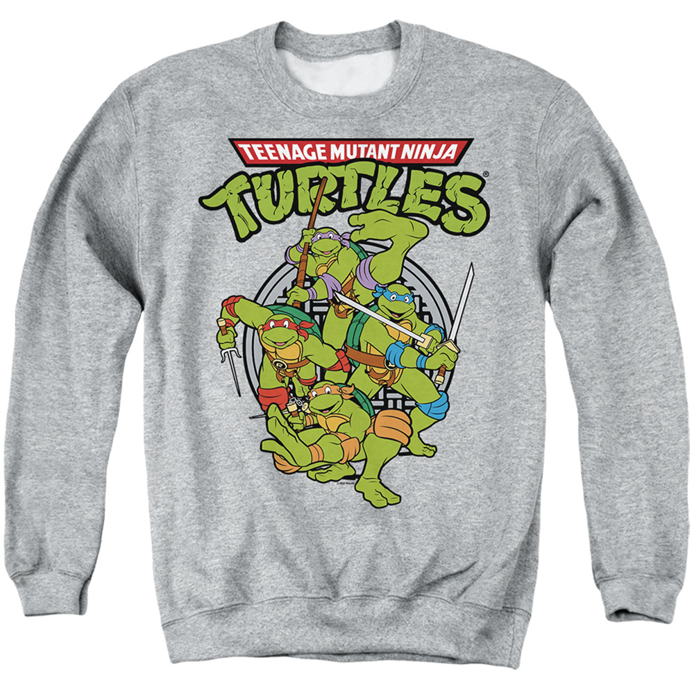 TMNT & TMNT Group-Adult Crewneck Sweatshirt, Athletic Heather - Medium
