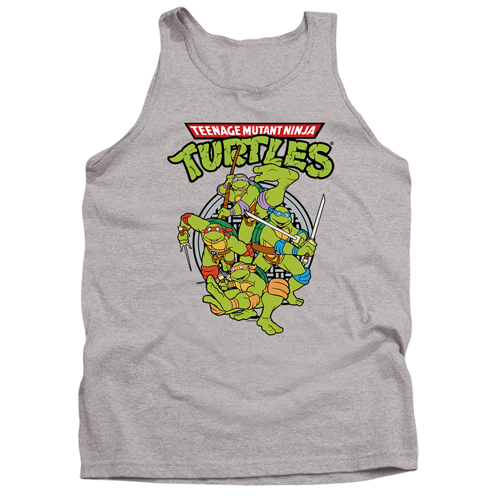 NICK430-TK-2 TMNT & TMNT Group-Adult Tank Top, Athletic Heather - Medium
