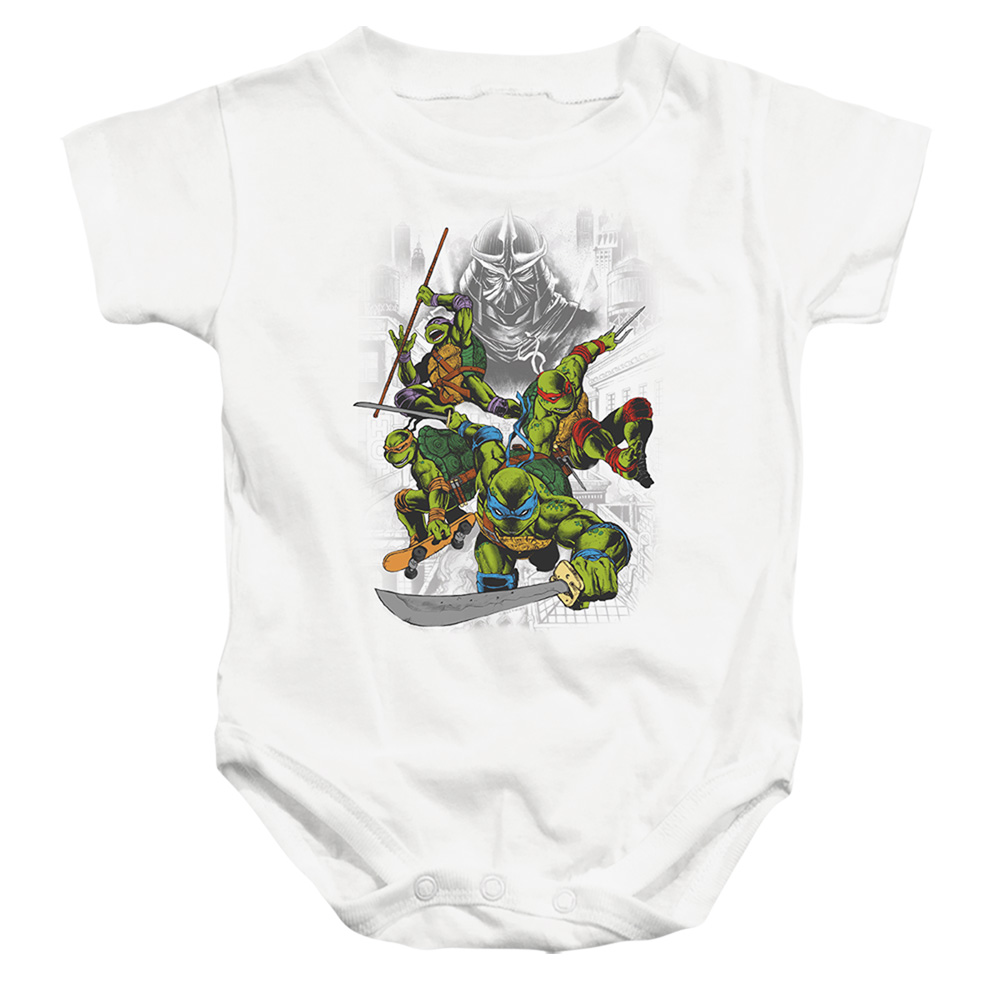 Teenage Mutant Ninja Turtles & Shredder & Turtles Comic-Infant Snapsuit, White - Large - 18 Month