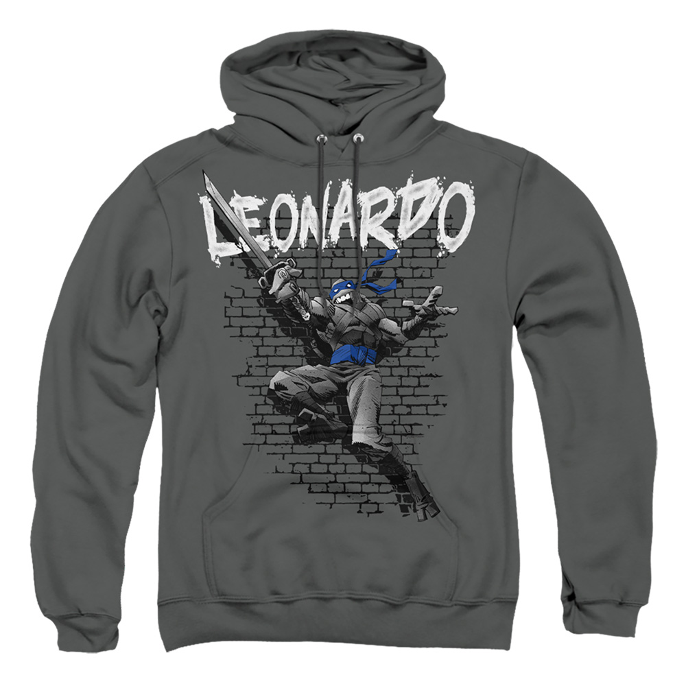 TMNT & TMNT Leonardo-Adult Pull-Over Hoodie, Charcoal - 2X