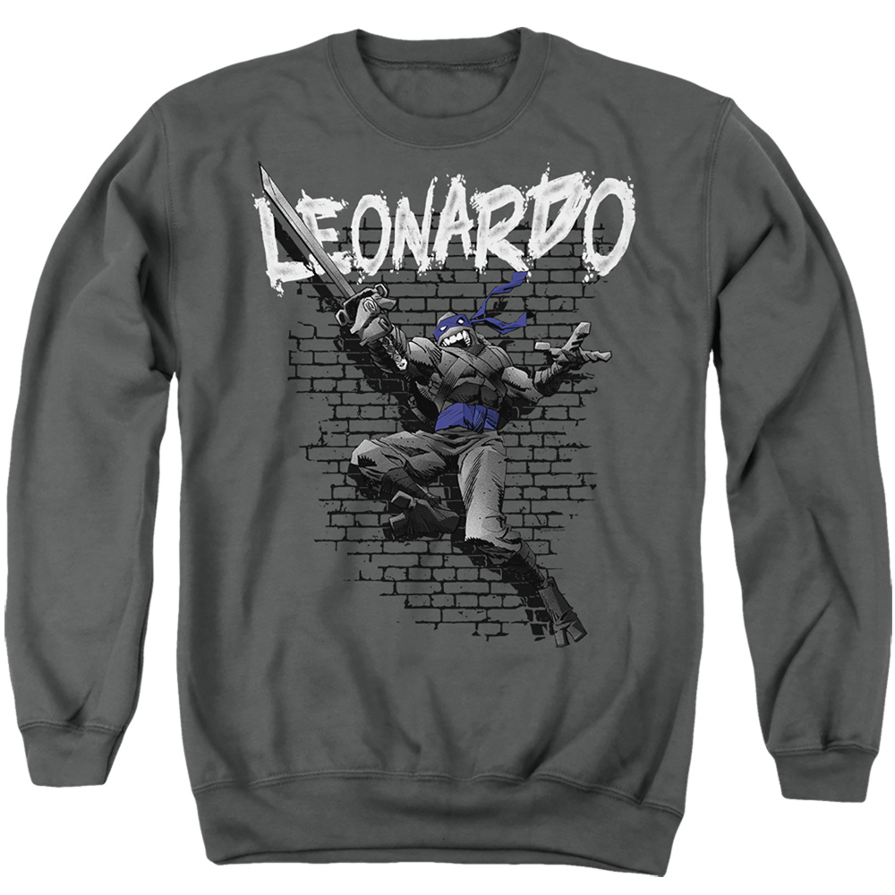 TMNT & TMNT Leonardo-Adult Crewneck Sweatshirt, Charcoal - 2X