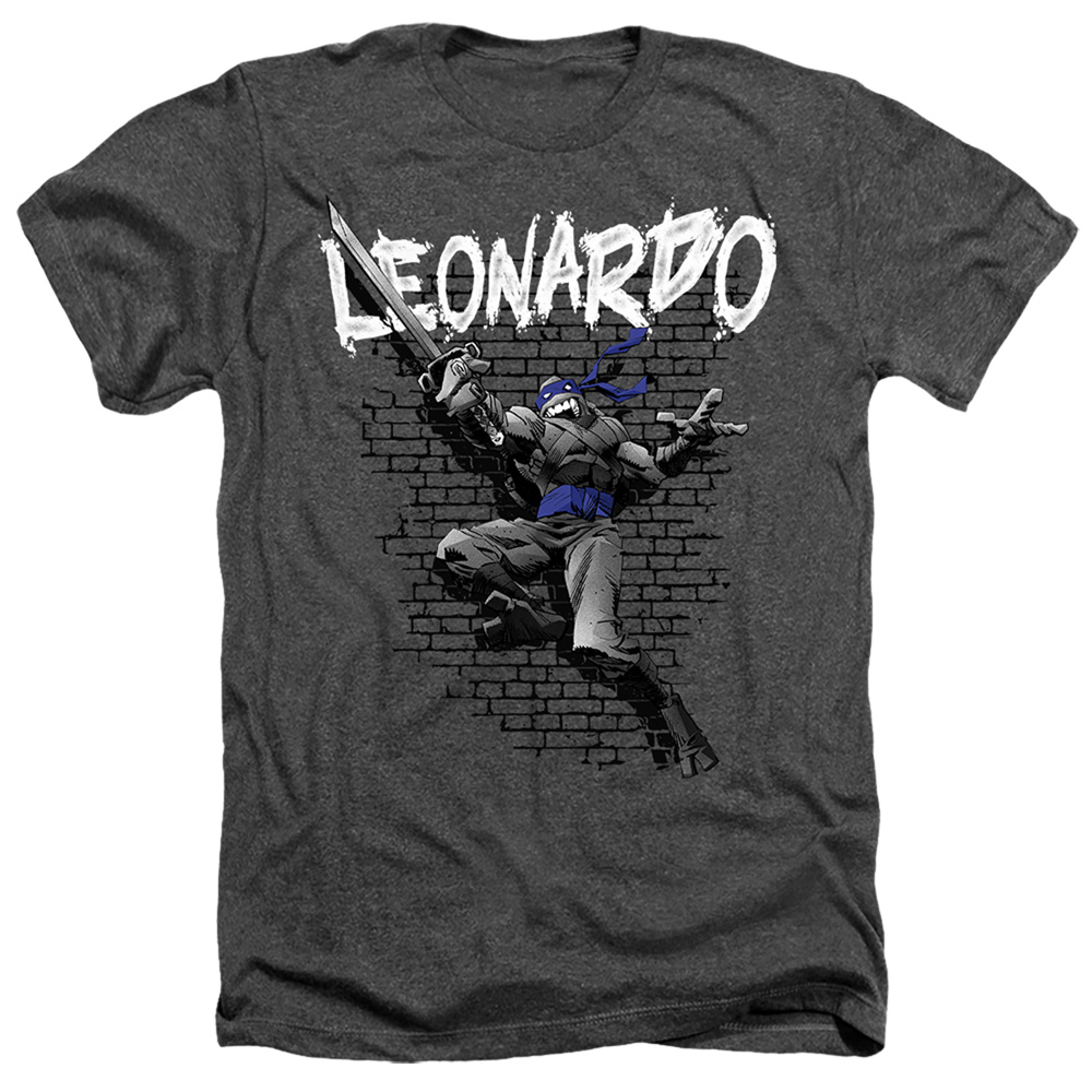 TMNT & TMNT Leonardo-Adult Heather T-Shirt, Charcoal - Medium