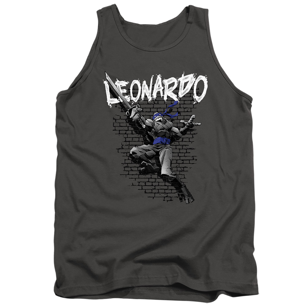 TMNT & TMNT Leonardo-Adult Tank Top, Charcoal - Large