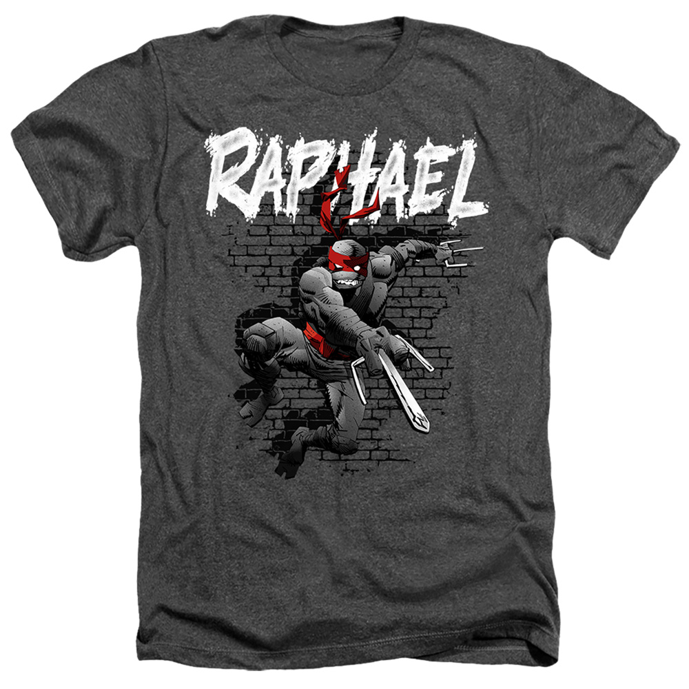 TMNT & TMNT Raphael-Adult Heather T-Shirt, Charcoal - Small