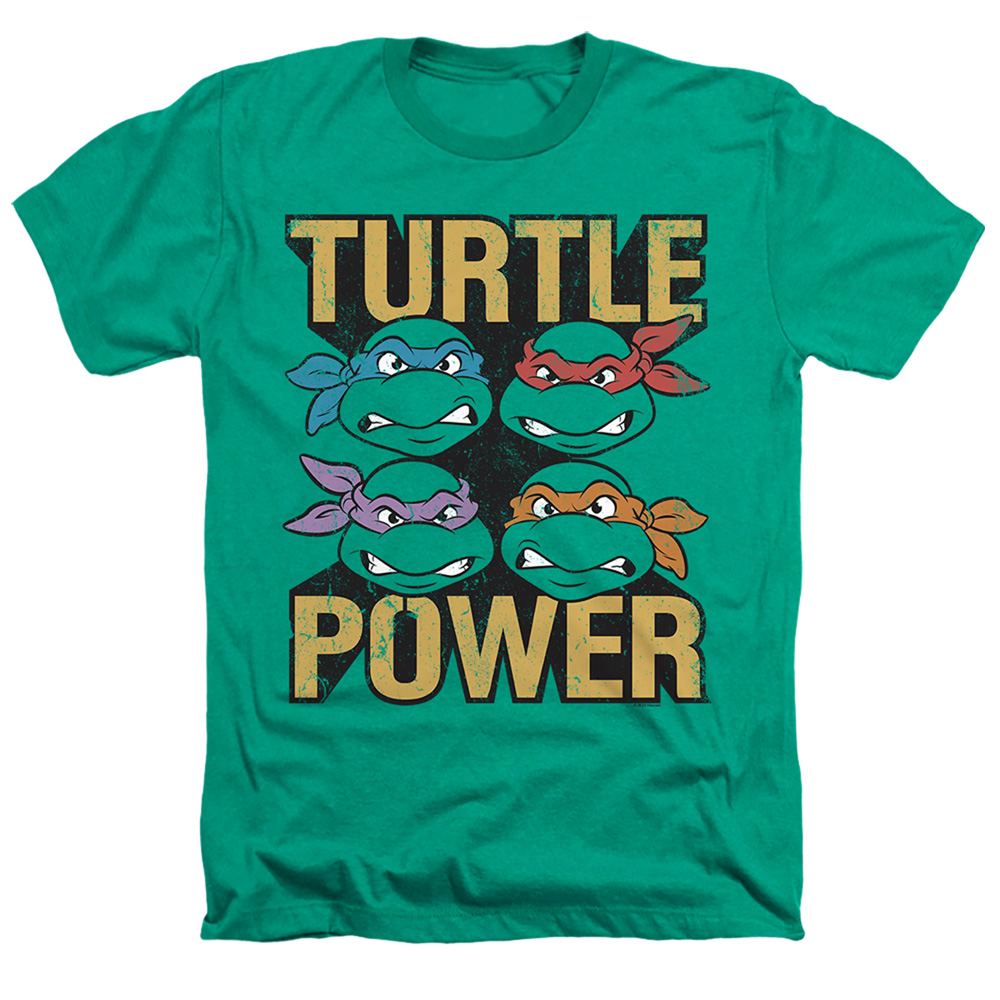 NICK470-HA-2 Teenage Mutant Ninja Turtles & Turtle Power-Adult Heather T-Shirt, Kelly Green - Medium -  Trevco