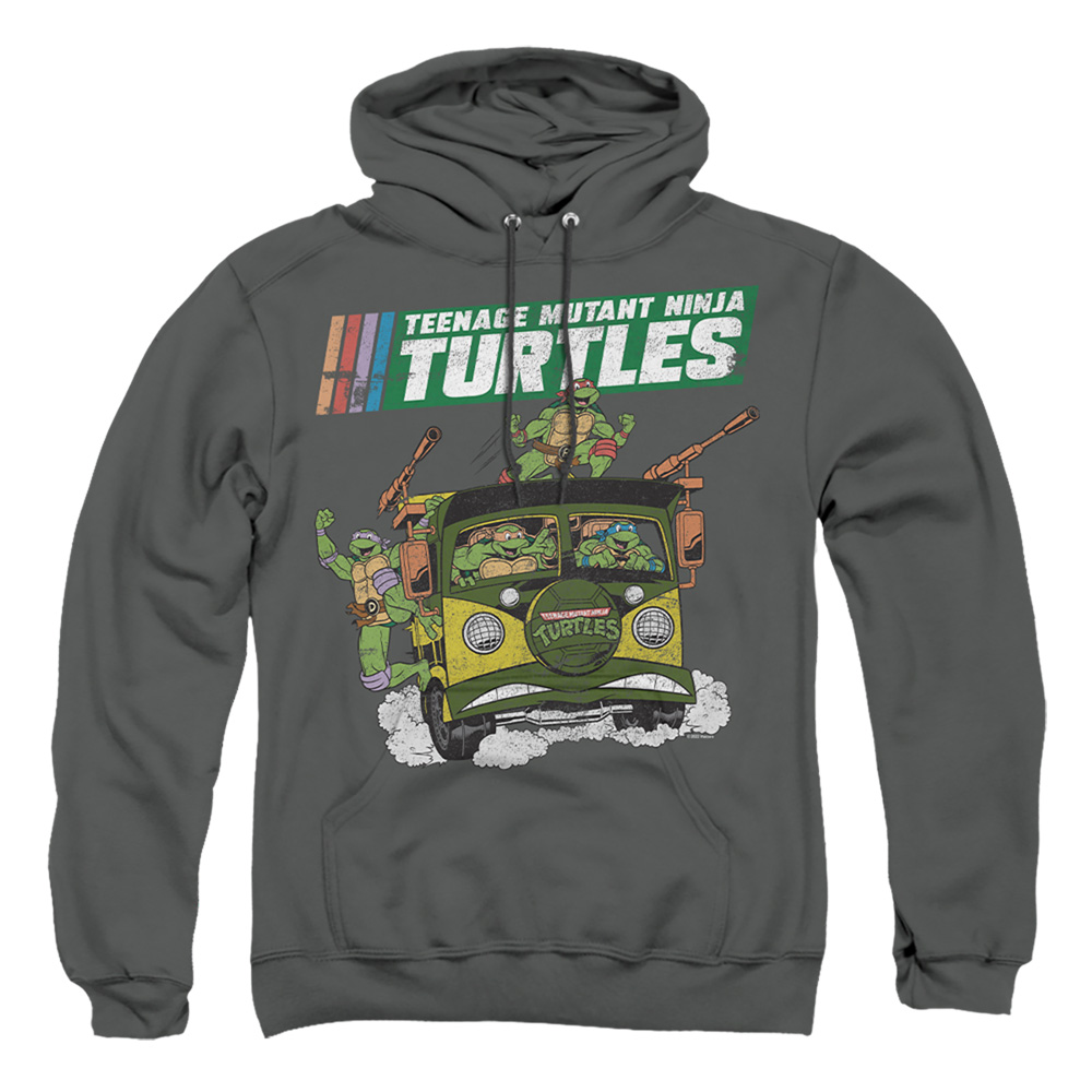 TMNT & TMNT Van-Adult Pull-Over Hoodie, Charcoal - Medium