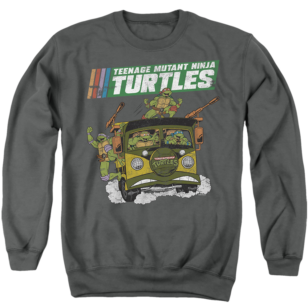 TMNT & TMNT Van-Adult Crewneck Sweatshirt, Charcoal - Medium