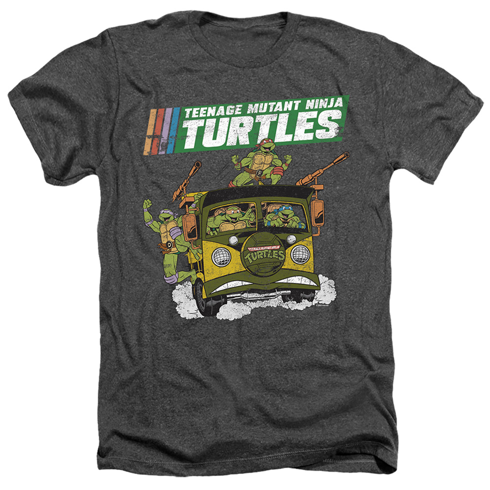 TMNT & TMNT Van-Adult Heather T-Shirt, Charcoal - Medium