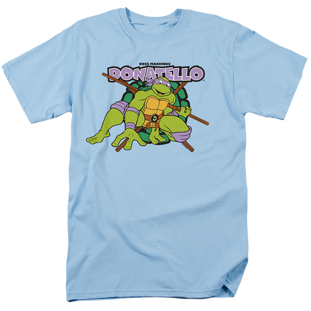 NICK309-AT-2 Teenage Mutant Ninja Turtles & Donatello Does Machines Short Sleeve Adult 18-1 T-Shirt, Light Blue - Medium