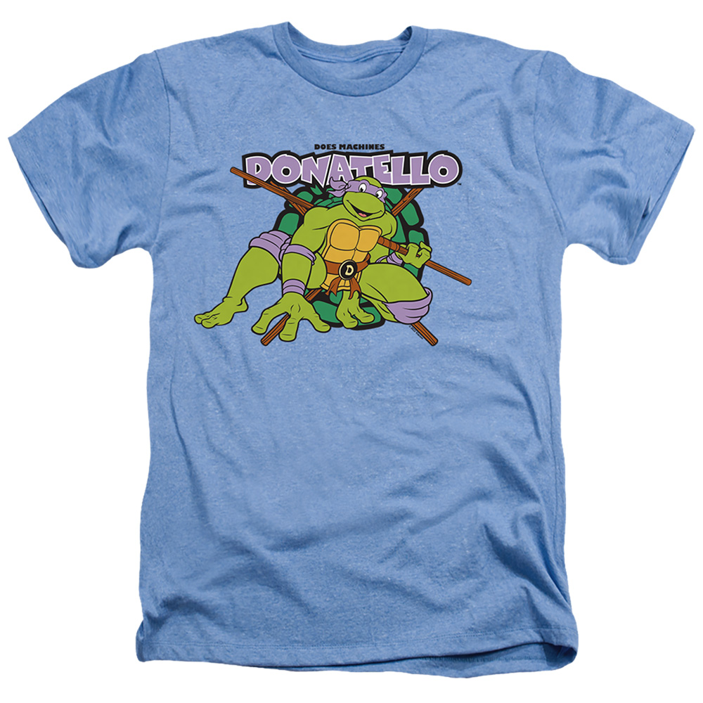 NICK309-HA-2 Teenage Mutant Ninja Turtles & Donatello Does Machines-Adult Heather T-Shirt, Light Blue - Medium