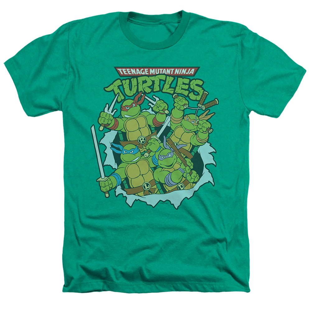 Teenage Mutant Ninja Turtles & Retro Group-Adult Heather T-Shirt, Kelly Green - Medium -  NewGroove, NE3837611