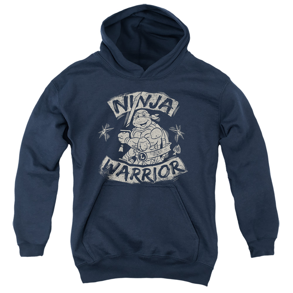 Teenage Mutant Ninja Turtles & Ninja Warrior-Youth Pull-Over Hoodie, Navy - Medium