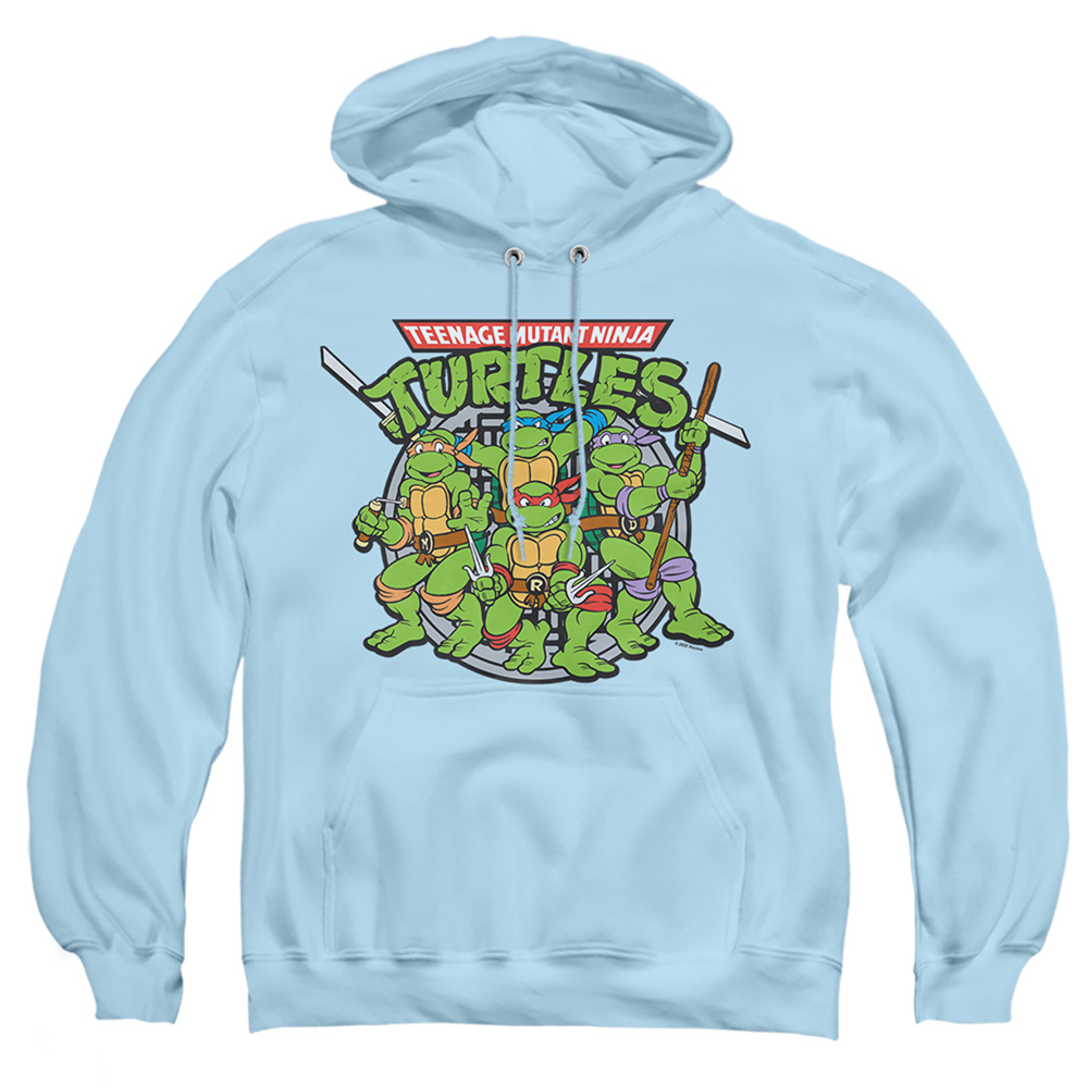 NICK323-AFTH-2 Teenage Mutant Ninja Turtles & Classic Turtles-Adult Pull-Over Hoodie, Light Blue - Medium