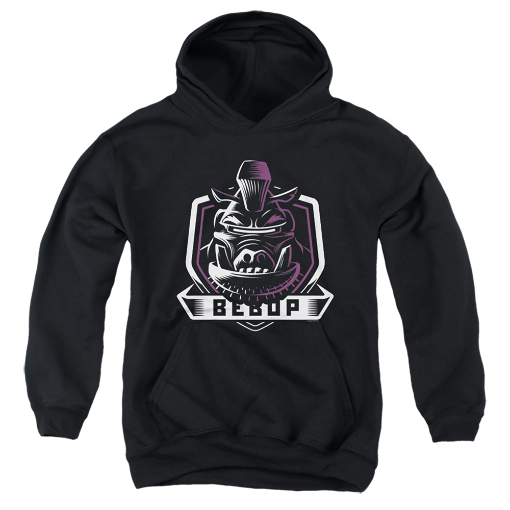 Teenage Mutant Ninja Turtles & Bebop-Youth Pull-Over Hoodie, Black - Medium