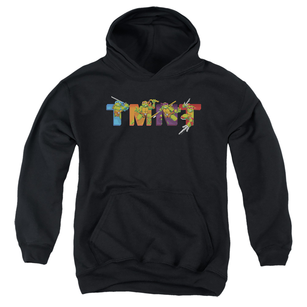 NICK330-YFTH-3 Teenage Mutant Ninja Turtles & Arcade Main Screen-Youth Pull-Over Hoodie, Black - Large