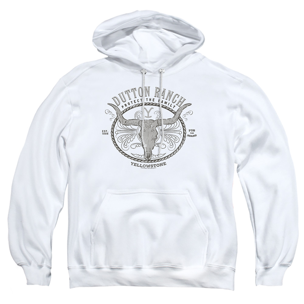 Yellowstone & Dutton Ranch-Adult Pull-Over Hoodie, White - Small