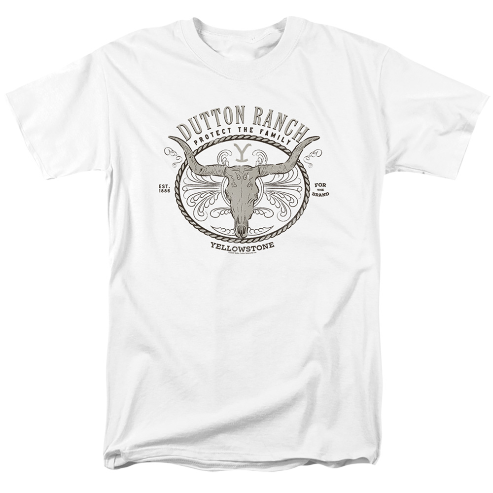 Yellowstone & Dutton Ranch Short Sleeve Adult 18-1 T-Shirt, White - Medium