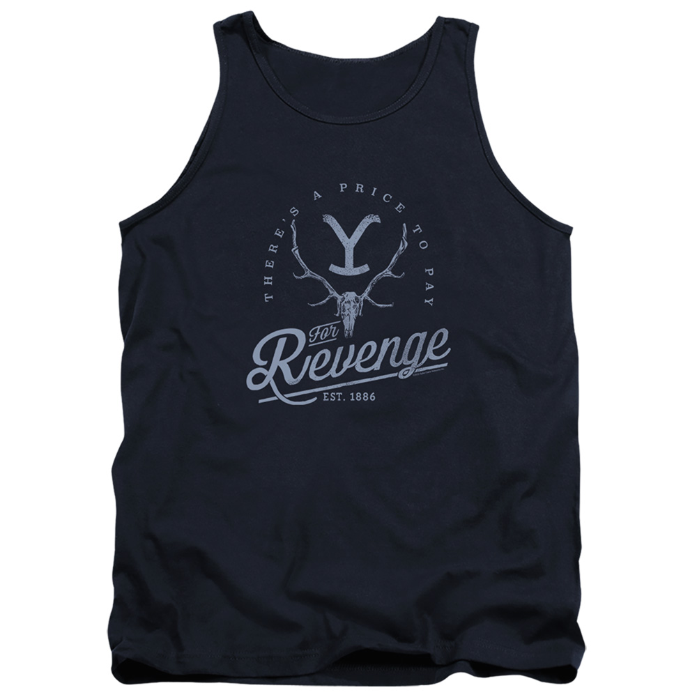 Yellowstone & Revenge Skull-Adult Tank Top, Navy - Medium