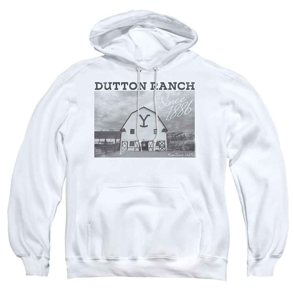 Yellowstone & Dutton Barn-Adult Pull-Over Hoodie, White - 3X