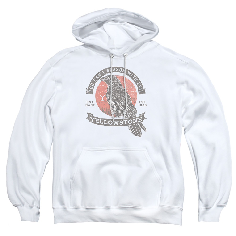 Yellowstone & Evil Bird-Adult Pull-Over Hoodie, White - Extra Large