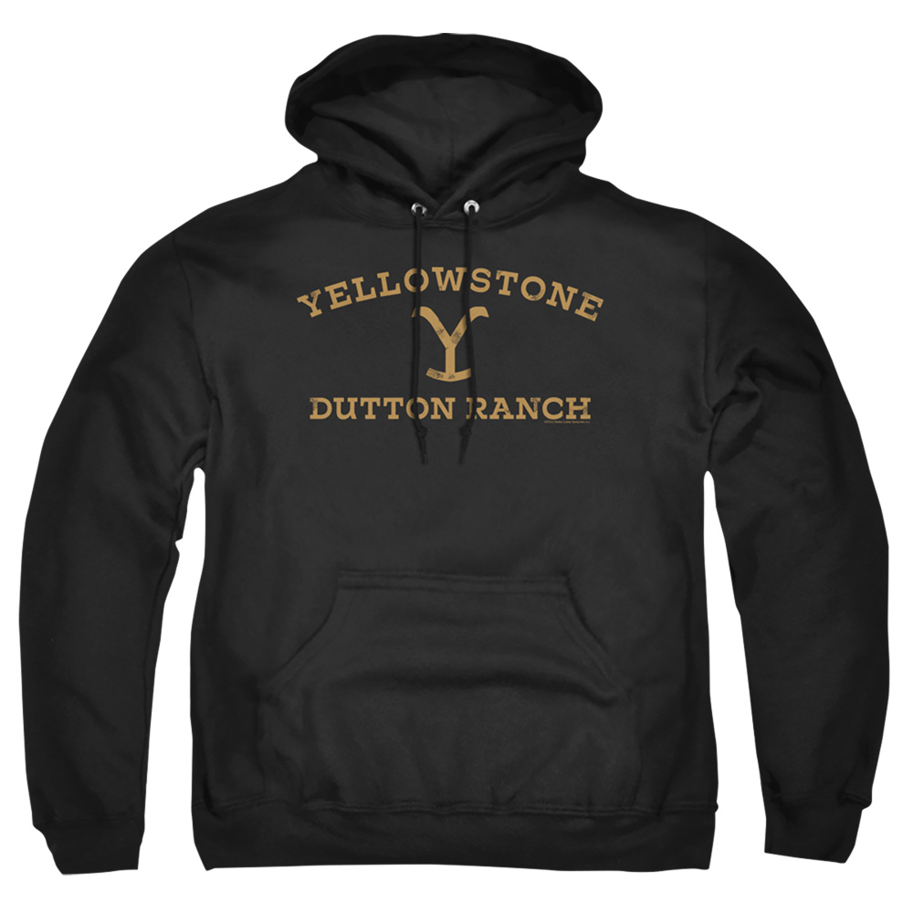 Yellowstone & Arched Logo-Adult Pull-Over Hoodie, Black - Extra Large